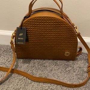 Half moon leather brown purse